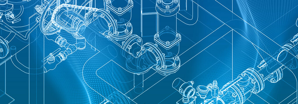 Wireframe of oil refinery lines